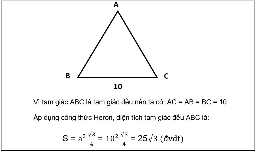 Ví dụ về cách tính diện tích tam giác đều