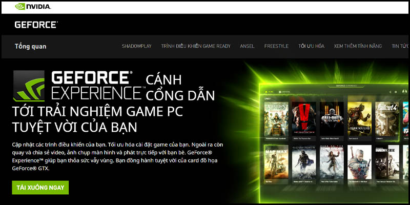 Phần mềm NVIDIA GeForce Experience