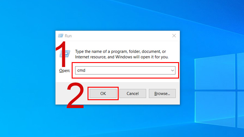 Nhập “cmd” và ấn phím Enter.