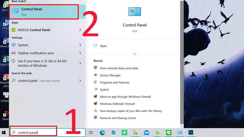 Nhập Control Pannel trên thanh tìm kiếm.