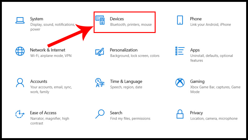 Chọn mục Devices