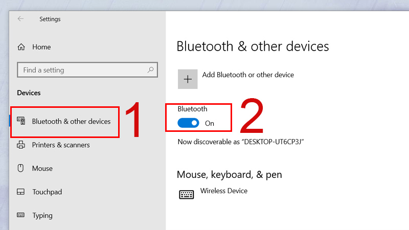 Chọn Bluetooth & other devices, sau đó Turn on