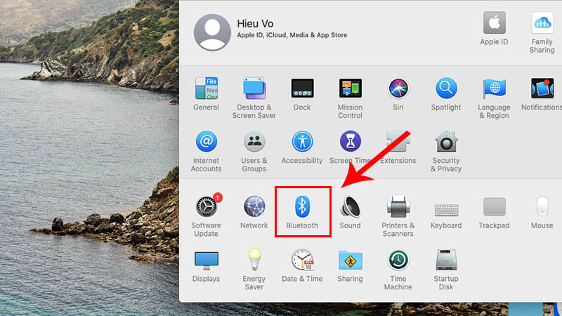 Chọn vào biểu tượng Bluetooth