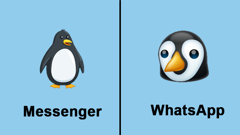 Icon chim cánh cụt trên Messenger và WhatsApp
