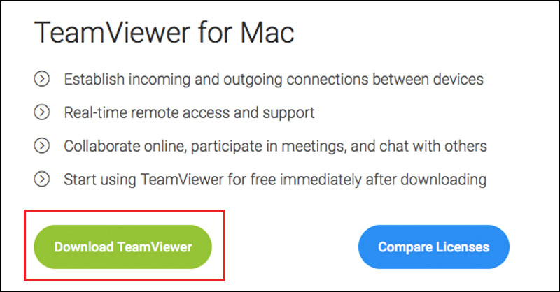 Cài đặt TeamViewer miễn phí cho máy Mac