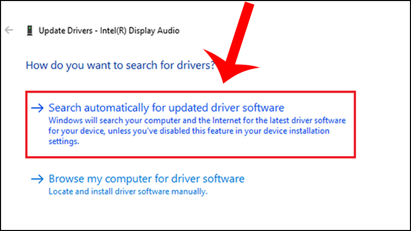 Chọn Search automactically for updated driver software