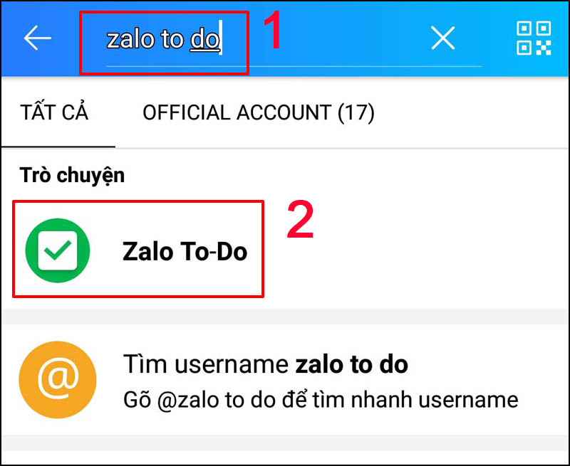 Tìm kiếm và truy cập Zalo To-Do