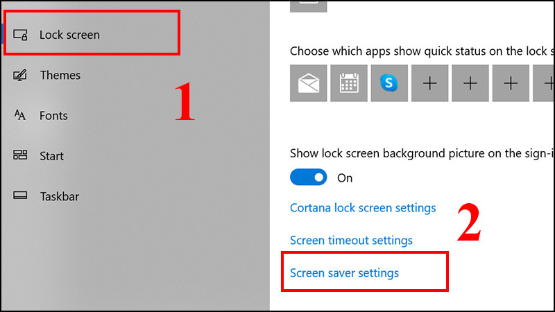 Chọn Screen saver settings ở tab Lock Screen
