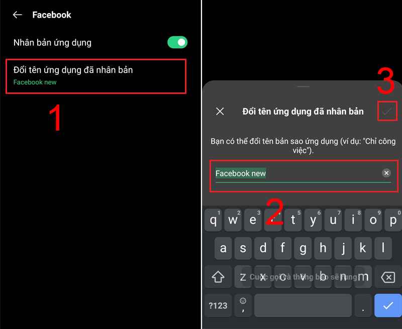 Nhấn v&agrave;o dấu t&iacute;ch để ho&agrave;n tất