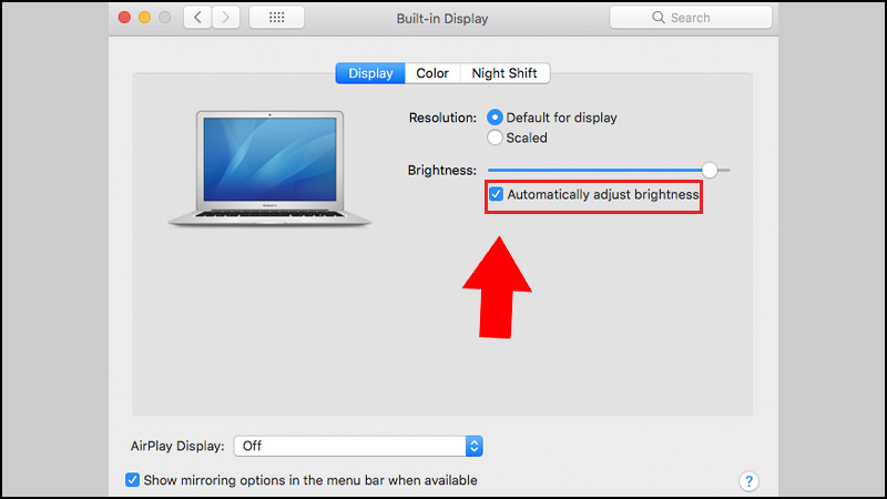 Tích vào ô tại mục Automatically adjust brightness để kích hoạt tính năng. 