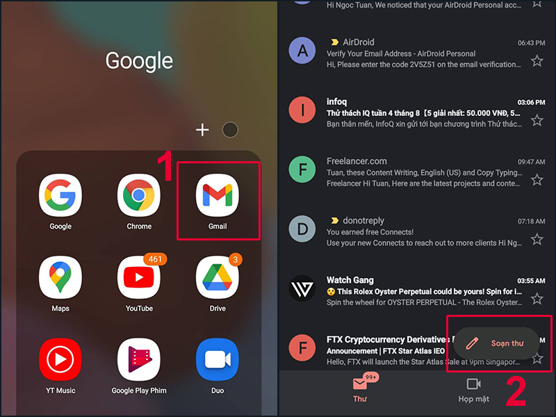 Mở phần Soạn thư trong ứng dụng Gmail của bạn