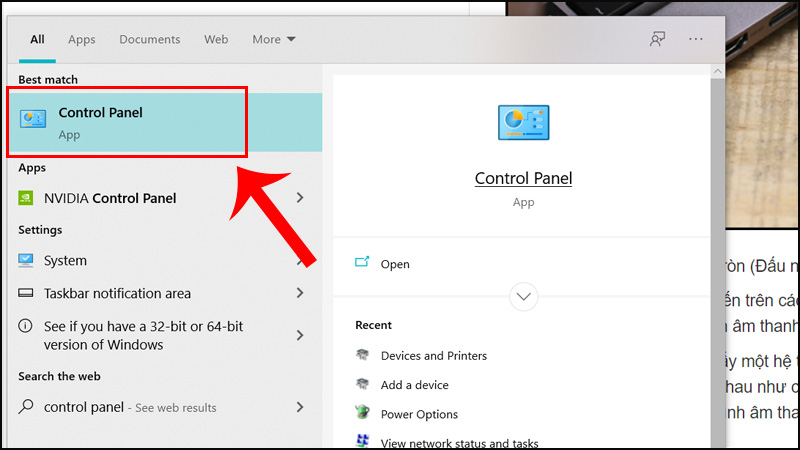 Bạn truy cập vào Control Panel trong Windows 10