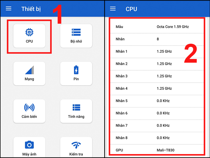 Kiểm tra thông tin về CPU