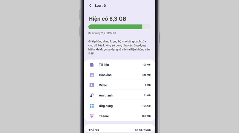 Kiểm tra bộ nhớ trong trên điện thoại Android