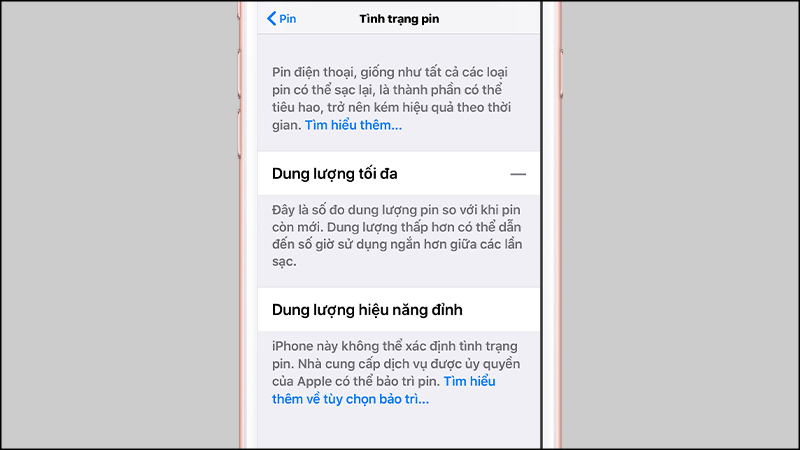 Giao diện của Tình trạng pin 