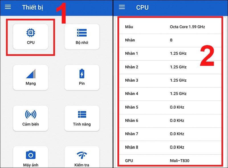 Kiểm tra thông tin về CPU