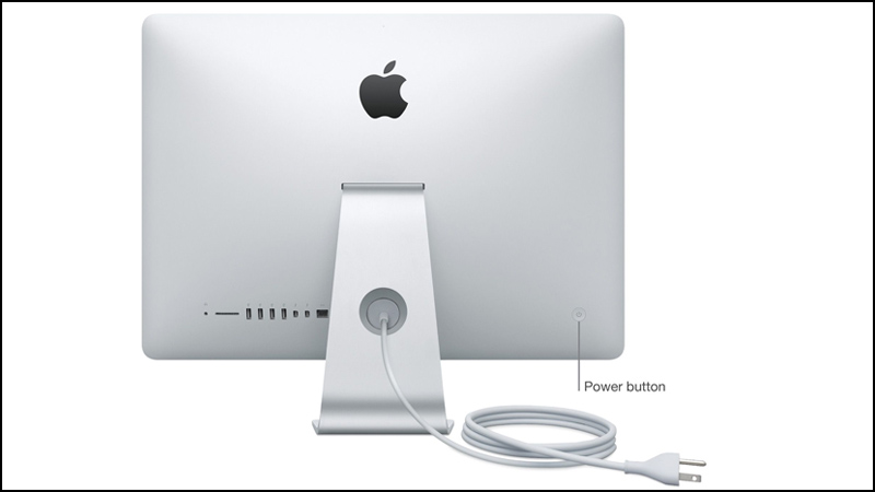  Nút nguồn ở đằng sau máy, phía dưới bên trái màn hình iMac