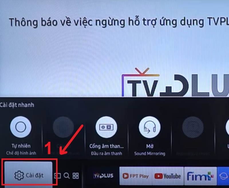 Vào mục Cài đặt của tivi