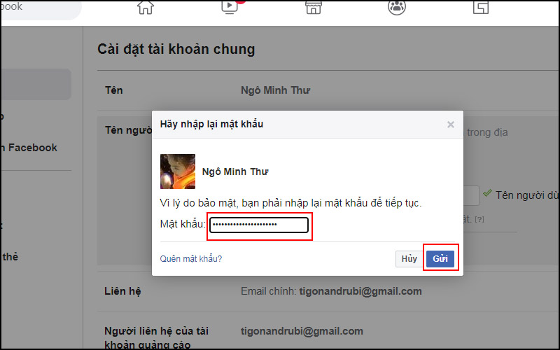 Nhập mật khẩu Facebook của bạn để xác thực