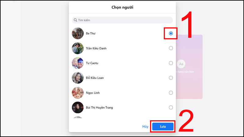 Chọn những ai mà bạn muốn chặn