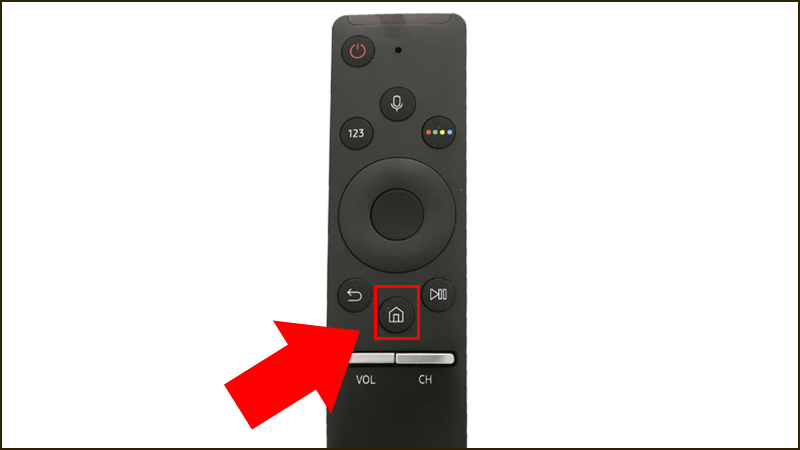 Nhấn n&uacute;t Home tr&ecirc;n điều khiển tivi