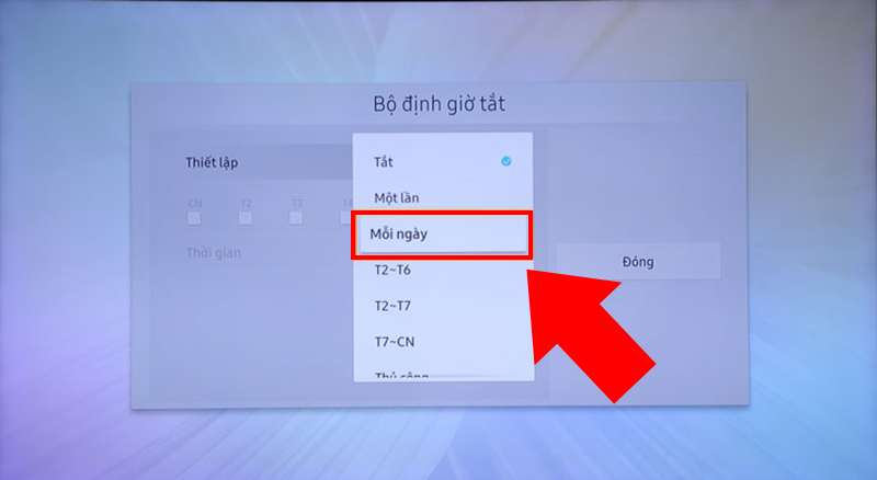 Thiết lập lịch tắt cho tivi