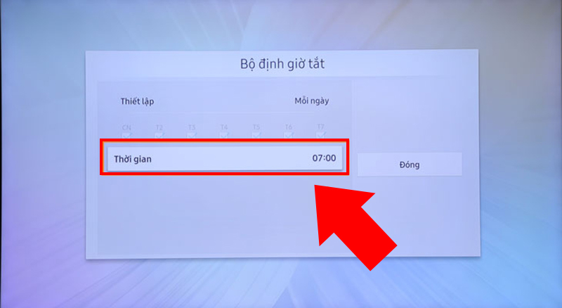 T&ugrave;y chỉnh thời gian tắt cho tivi