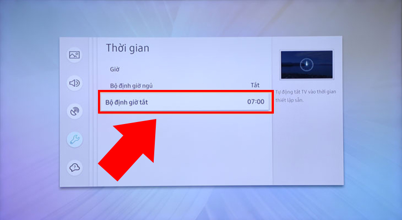 Theo thiết lập sẽ tự động tắt v&agrave;o đ&uacute;ng 7 giờ mỗi ng&agrave;y
