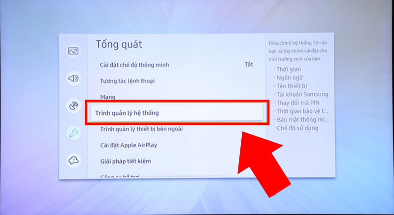 Chọn Tr&igrave;nh quản l&yacute; hệ thống