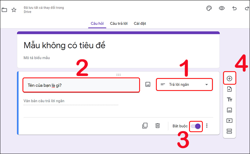 Cách tạo câu hỏi thông tin người làm bài kiểm tra trong Google Forms