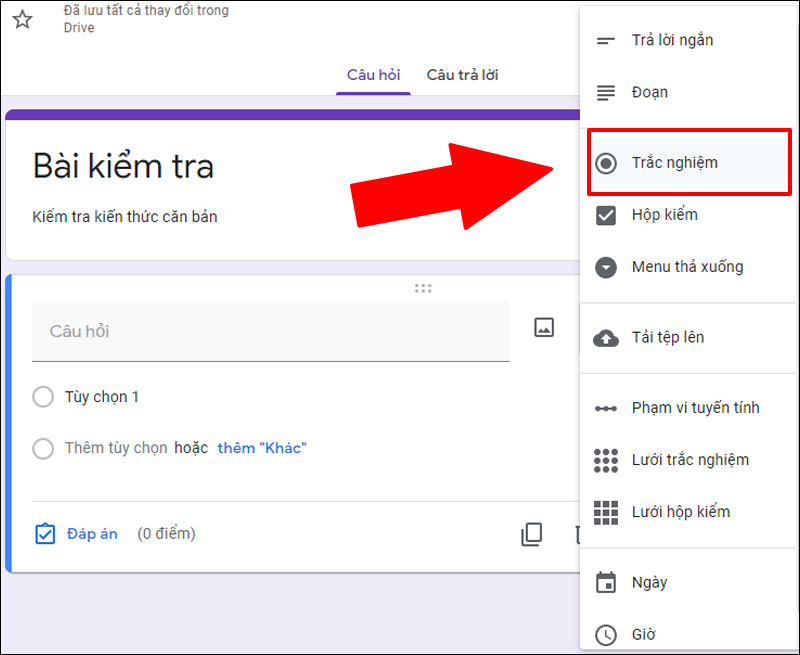 Chọn Trắc nghiệm