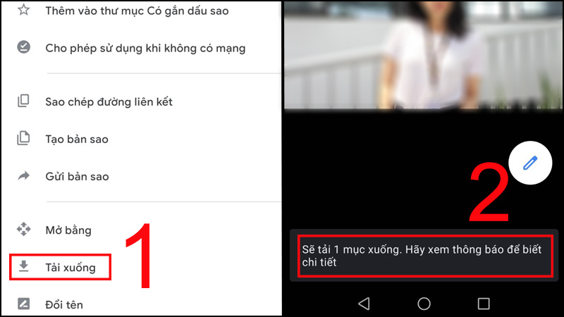  Chọn Tải xuống > Xem thông báo của Gmail và hoàn thành việc tải ảnh. 