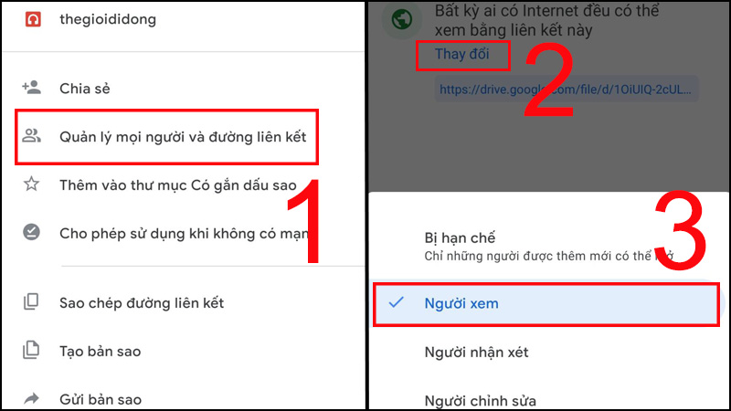 Để mọi người cùng xem được trên Facebook, bạn chọn Quản lý mọi người và đường liên kết