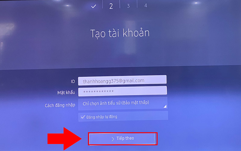 Bấm Tiếp theo