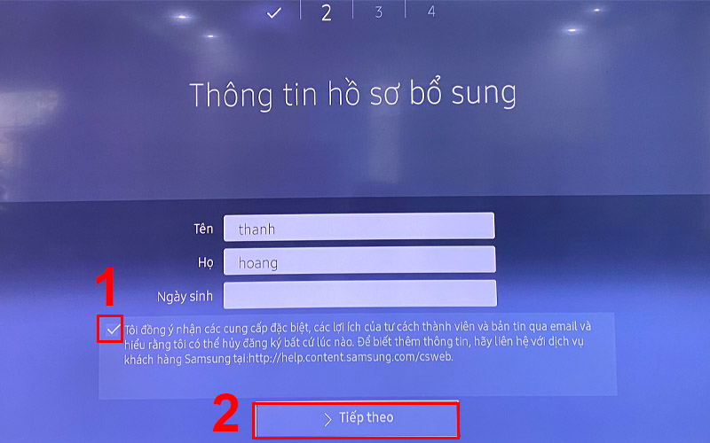 Nhấn Tiếp theo