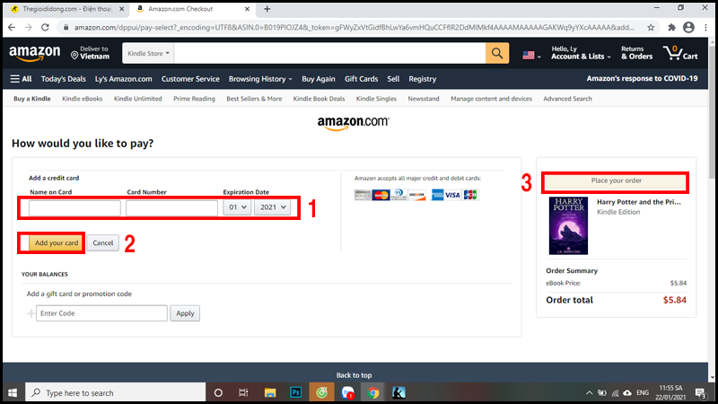 Điền th&ocirc;ng tin thẻ Visa của bạn