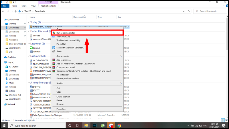 Chọn Run as Adminstration