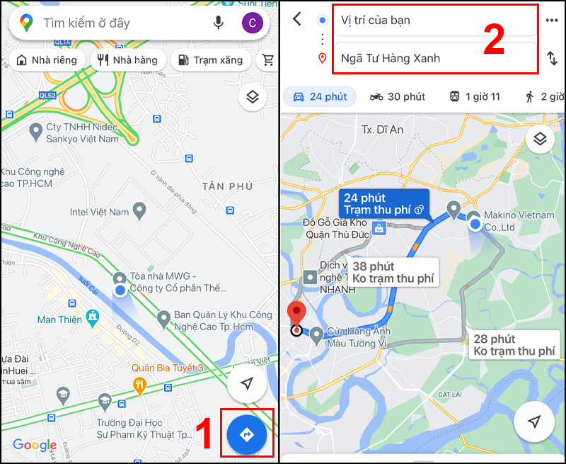 Với giao thông Google Maps, không còn phải lo lắng về đường đi trên những con đường mới, bởi Google Maps sẽ cập nhật các thông tin mới nhất về lưu lượng giao thông, đảm bảo bạn tới địa điểm mong muốn nhanh chóng và an toàn.