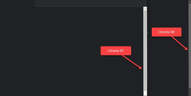 thanh cuộn đồng m&agrave;u tối tr&ecirc;n Chrome 88