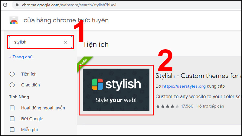 Bước 1: Tải tiện ích Stylish về trình duyệt Chrome.