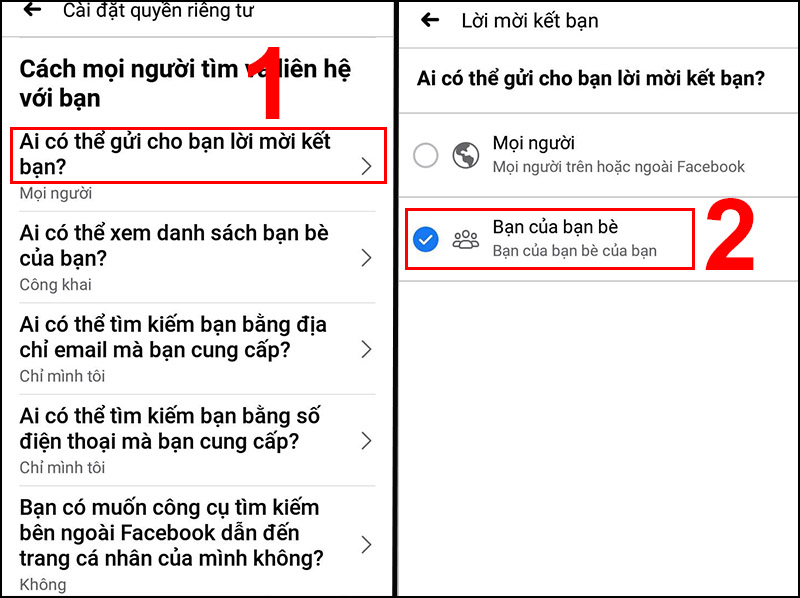 Bước 3: Trong mục này bạn kéo xuống tìm đến mục Cách mọi người tìm và liên hệ với bạn và thiết lập cài đặt từng mục để ẩn tìm kiếm.