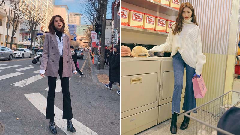 Quần Jeans ống loe - Áo cổ lọ