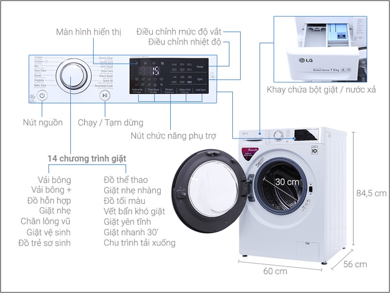 Kích thước các dòng máy giặt thông dụng hiện nay bạn nên biết