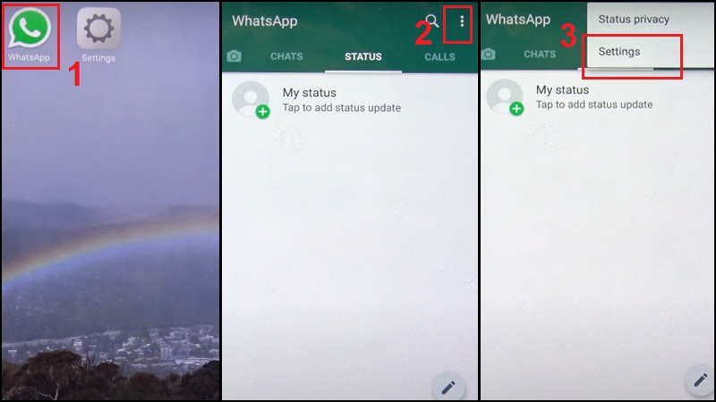 biểu tượng WhatsApp để mở > More (Tùy chọn khác) > Settings (Cài đặt).