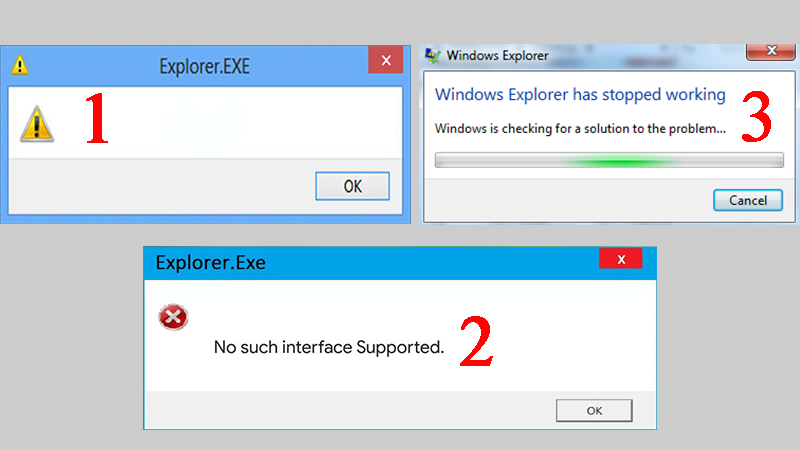 Dấu hiệu nhận biết lỗi file explorer.exe trên windows 10