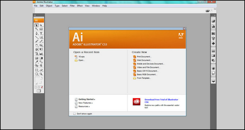 Mở Illustrator