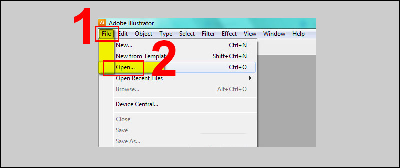 Chọn File/Open.