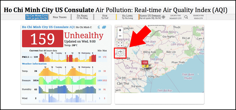 Xem mức độ ô nhiễm không khí 