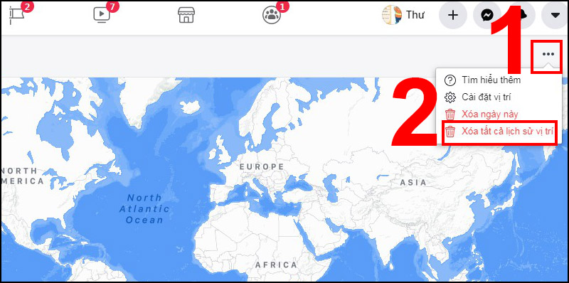 Bước 4: Trang lịch sử vị trí được Facebook hiển thị