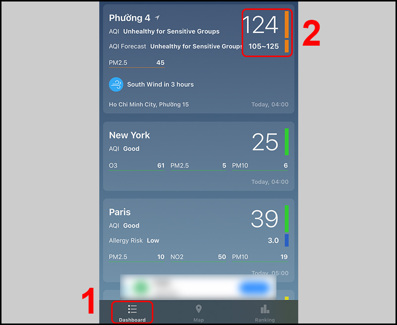 Xem chỉ số ô nhiễm không khí ở vị trí hiện tại